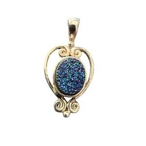 Sajen 925 Sterling Silver Druzy Pendant for a Necklace